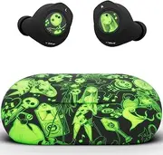 Disney Nightmare Before Christmas Glow in The Dark TWS Earbuds Wireless Bluetooth 5.0 Compatible in-Ear Headset with Built-in Mic & Portable Recharging Case - IPX8 Waterproof, Jack and Sally