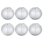 6pcs 8 Inch Folding Hanging Paper Lanterns for Wedding Home Party Silver