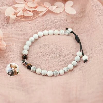 Personalized Color Picture Projection Bracelet Lava Stone Beaded Bracelet for