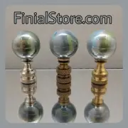 Grey Marble w/ Blue/Green Swirl 1" Ball Lamp Finial Nickel/Polished/Antique Base