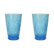 2x LVD Marine 13cm Drink Cocktail Tumbler Glass Cup Barware Glassware Blue