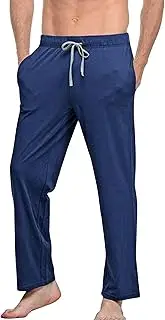 [Generic] Men's Open Bottom Pajama Pants Lightweight Elastic Waist Yoga Pant Soft Sleeping Lounge Wear Beach Pants for Men