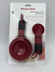 Kitchen Aid Pink 4 Cup & 5 Spoon Measuring Set