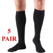 5pk Truform 1942 Mens MEDIUM BLK Knee High Dress Sock 8-15mmHg Mild Compression