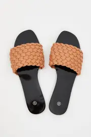 Beige Woven Flat Slides - Size 7, Women's Trial Accs