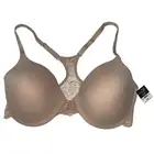 Christian Siriano Bra Underwire 36D Beige Front Close Lace Racerback Padded Nude