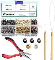 Cimeton 753Pcs Hair Extension Kit, Including Hair Extension Pliers Pulling Hook Bead Device Tool Kits and 750Pcs 5 Colors Silicone Lined Micro Rings for Professional Hair Styling Tools Accessory