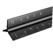 Architectural Scale Ruler, 12 Inch Aluminium Architect Scale Ruler, Black