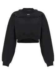 [Off-White] Off-White-Cropped Felpe Bianco/Nero-Donna XS White/Black