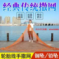 在飛比找露天拍賣優惠-特惠 免運】手撒網 老式撒網手拋網 漁網 捕魚網 抓魚網 自