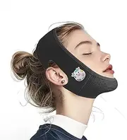 Chin Strap for Sleeping, V Line Lifting Mask, Animal Series Pattern, Reusable Face Strap, Jaw Exerciser (Black-21)
