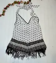 White House Black Market Halter Tank Top Women Small shirt Fringe Hem NWT NEW