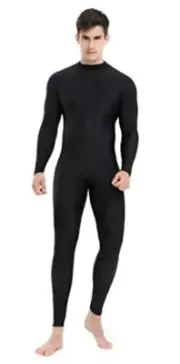 Mens Spandex Bodysuit Long Sleeve Unitard Zipper Dance Leotard Small Black