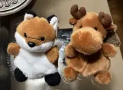 Aurora Palm Pals Small Fox & Moose Plush Stuffed Animal Beanbag 5"