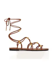 Rockstud Net lace-up sandals 36 Brown