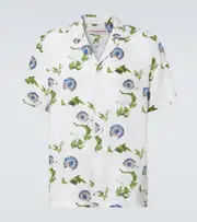 [Orlebar Brown] Orlebar Brown Maitan floral linen bowling shirt UK 16 multicoloured