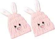 DRESSOOS Kid's Hair Drying Cap Set Quick-Dry Soft Microfiber Turban with Rabbit Ears Absorbent Hair Towel Wrap for Bath Shower