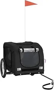 vidaXL Dog Bike Trailer - Durable Black Oxford Fabric and Iron - PVC Cover Protection - Ventilation and Accessible Design - Safety Features - Versatile Use