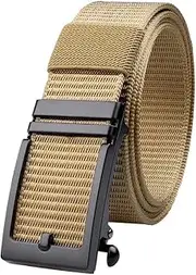 [AutoWT] Men's Nylon Ratchet Belt, Highly Adjustable No Hole Thickened Belt, Zinc Alloy Wear-resistant Buckle, Golf Belt for Jeans with Adjustable Automatic Buckle