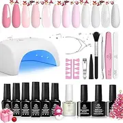 beetles Gel Polish Gel Polish with Led Light Nail Lamp 6 Colors Manicure Kits with Base Top Coat Snow White Soft Pink Art Salon Diy Home Gel Nail Polish Set for Girls Women beetles Gel Polish Vday