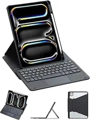 Ymuyus for iPad Air 11 inch 2025(M3)/2024(M2) /Air5/Air4 Clear Keyboard Case,360° Rotating with Pen Slot/Detachable Touch Bluetooth Keyboard,Shockproof Leather Cover (iPad Air 11/Air 5/Air 4/Pro 11)