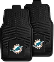 FANMATS 8770 Miami Dolphins 2-Piece Heavy Duty Vinyl Car Mat Set, Front Row Floor Mats, All Weather Protection, Universal Fit, Deep Resevoir Design
