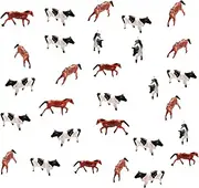 30 Pieces Miniature Cows Horses Figures Mini Farm Animals Figure Set 1: 150 Scale for Miniature Landscape Model