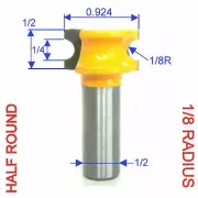 1 pc 1/2" Shanks 1/8" Radius Half Round Bullnose Router Bit S