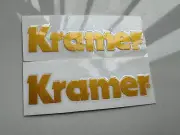 2Pcs KRAMER Guitar Headstock Vinyl UV Transfer RAISED Decals PVC Stickers Golden