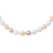 Fashion 9-11mm White/Pink/Purple Baroque Endless Necklace