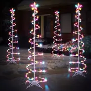 Macarrie 4 Pack 6 Ft Spiral Christmas Trees Lights Outdoor Lighted Christmas ...