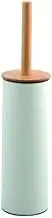 Spirella Adonis Toilet Brush with Hygienic Container Bamboo Lid and Silicone Brush Head White