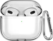 iXTRA Crystal Clear AirPods Case Cover for Airpods 3rd Generation 2021 with Keychain Shockproof Micro-Dot Tech TPU Case Transparent Protective AirPods 3 Case for Men Women, Support Wireless Charging