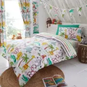 Jungle Fun Single Duvet Cover & Pillowcase Bedding Set Boys Girls Multicoloured
