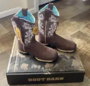 Corral Western Boots Womens Embroidery Square Toe Brown W5008