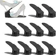 Shoe Slot Storage Box Adjustable Shoe Rack Save Space Suitable for High Low Heels, Sneakers and Sandals (Black)