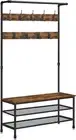 DAINTREE 3-In-1 Entryway Coat Rack and Storage Bench, Pipe Style Hall Tree with