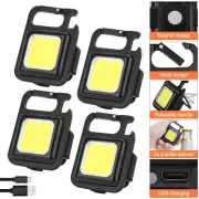 4X 800 Lumens LED COB Mini Flashlights Bright Rechargeable Keychain Work Lamp US