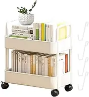 Trolley with Book Shelf, PP Book Storage Bookcase, Portable Book Trolley, Multifunctional Mobile Book Organizer, Movable Book Shelf for Bedroom, Office and Apartments