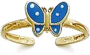 [JewelryWeb] 14k Yellow Gold Black Enamel Butterfly Angel Wings toe ring-toe ring for Women