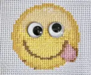 Emoji Emoticon Googly Eyes Smiley Finished Cross Stitch