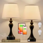 Touch Lamps for Nightstand - Bedside Lamps Set of 2 3 Way Dimmable USB C+A fo...