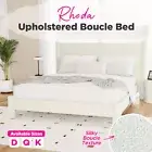 Modern Bed Frame Double Queen King Size Curved Boucle Bedhead Cream White