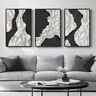 Framed Black and White Abstract Wall Art, Canvas Artwork for Walls, Set of 3 ...