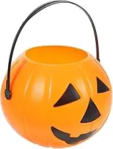 WHAMVOX Pumpkin Bucket Candy Jar Trick-or-treat Bucket Candy Halloween Props Party Favor Halloween Decor present Storage Container Pvc Orange