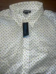 LANDS END Coolmax Mens 2XLT Button Up Shirt Traditional Pineapple Design