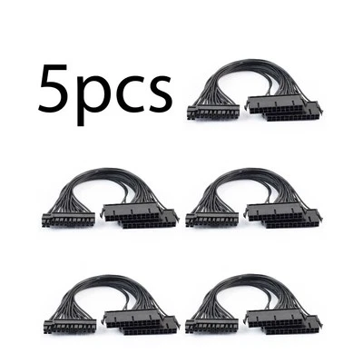 5Pcs Power Supply Splitter Adapter 24PIN 20+4 PSU Dual ATX Mainboard Cable 30cm