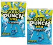 2 Packs 3.7oz Sour Punch Bites Blue Raspberry Candy Pack Sweet & Sour Chewy