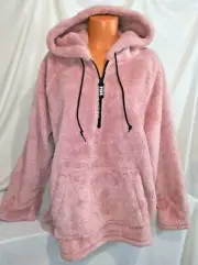 Victorias Secret Pink TEDDY SHERPA Half Zip Pullover Hoodie Sweatshirt NWT L