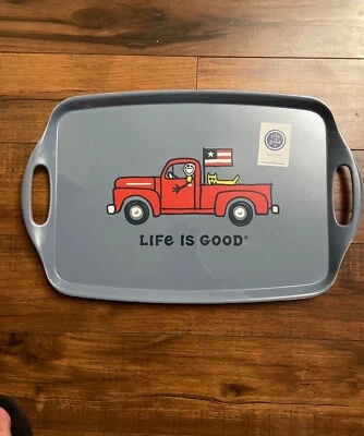 Life is good large Red Truck Melamine Platter